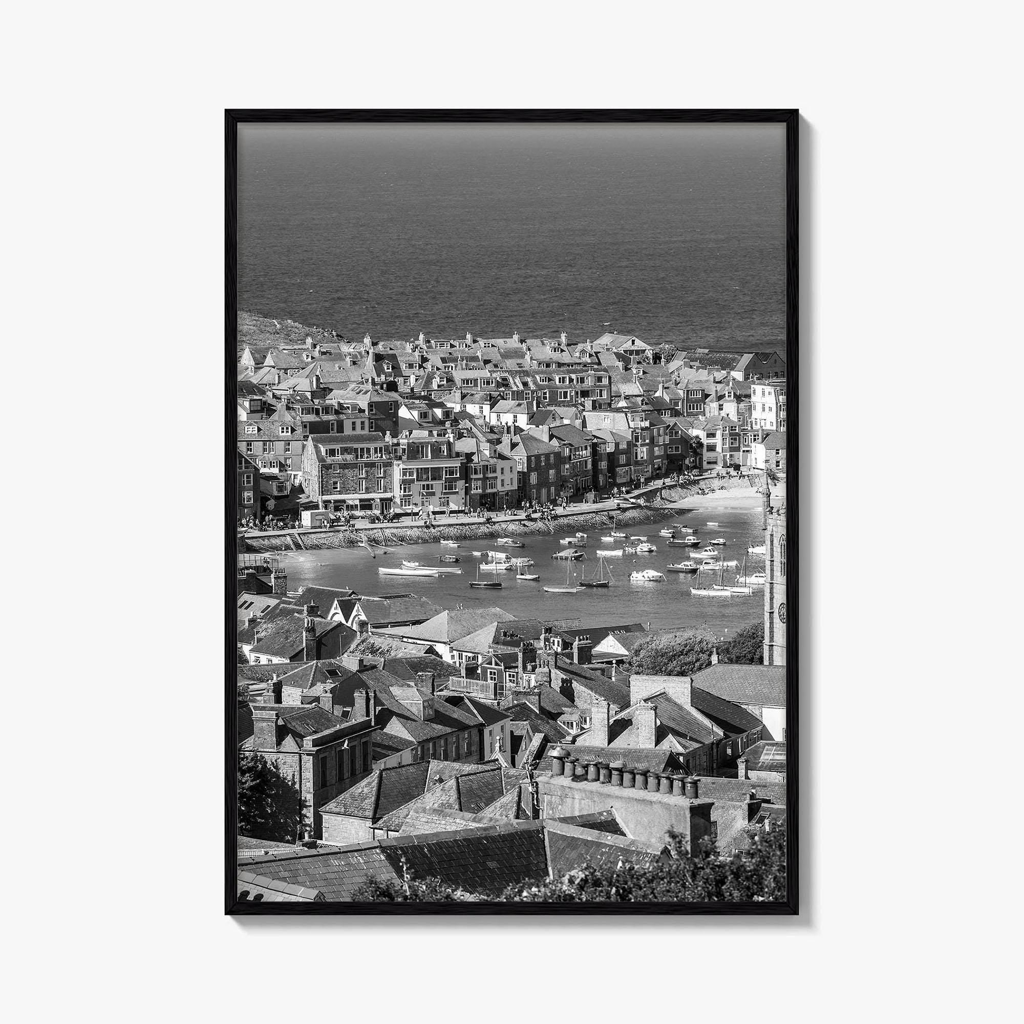 St Ives Black and White Fine Art Photo Print, Cornwall England Poster, Harbour