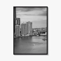 Brisbane Skyline Black and White Fine Art Photo Print, Wall Poster, Queensland Australia