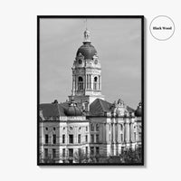 Evansville Indiana Black and White Fine Art Photo Print, Old Courthouse Poster, USA Poster