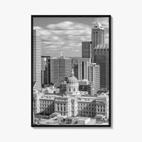 Indianapolis Skyline Black and White Fine Art Photo Print, Indiana State House Poster