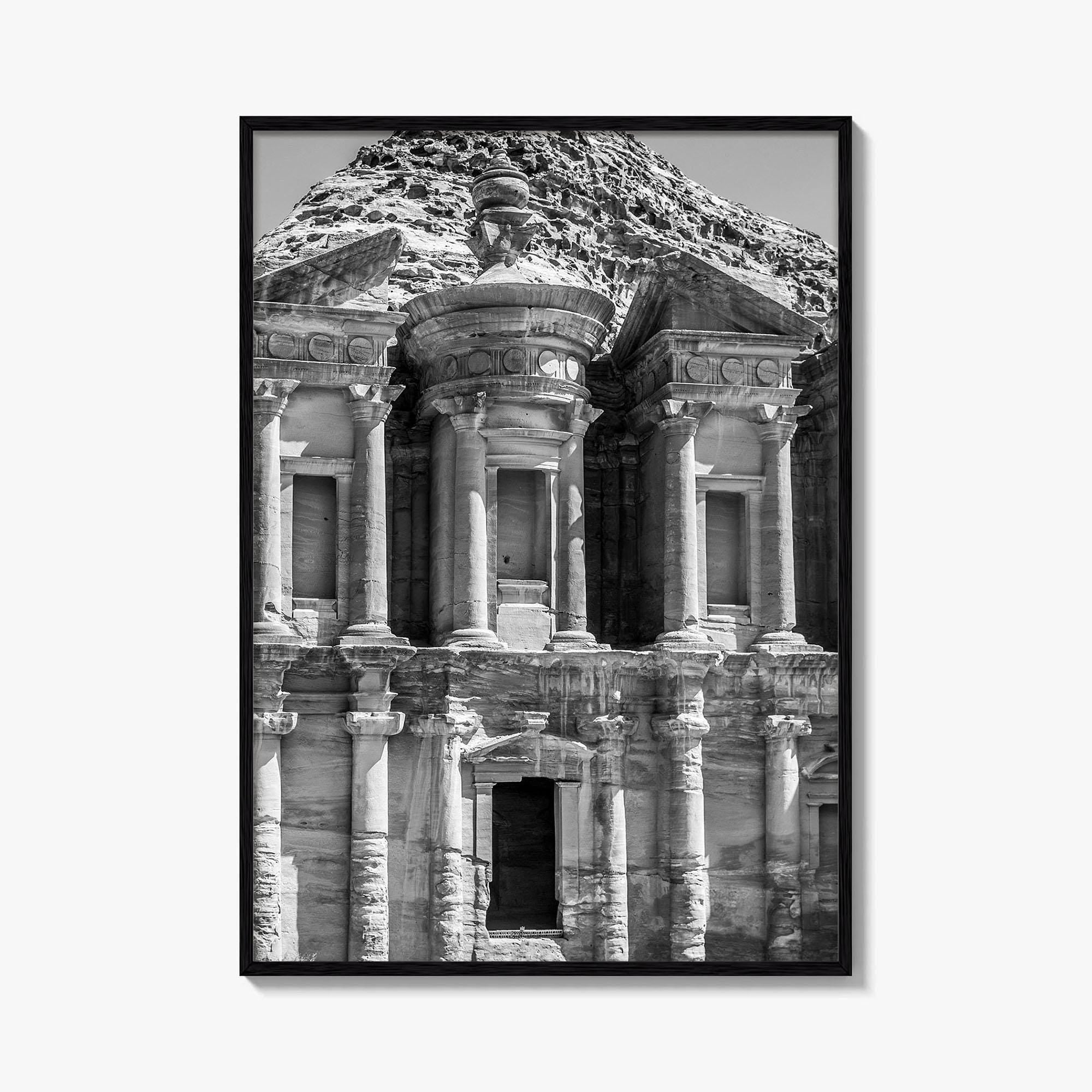 Petra Black and White Fine Art Photo Print, Monastery, Jordan Wall Poster