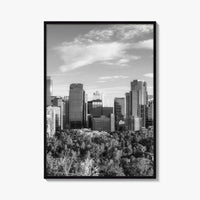 Calgary Skyline Black and White Fine Art Photo Print, City Bow River Alberta Poster