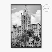 Coral Gables Black and White Fine Art Photo Print, Biltmore Hotel Miami Poster