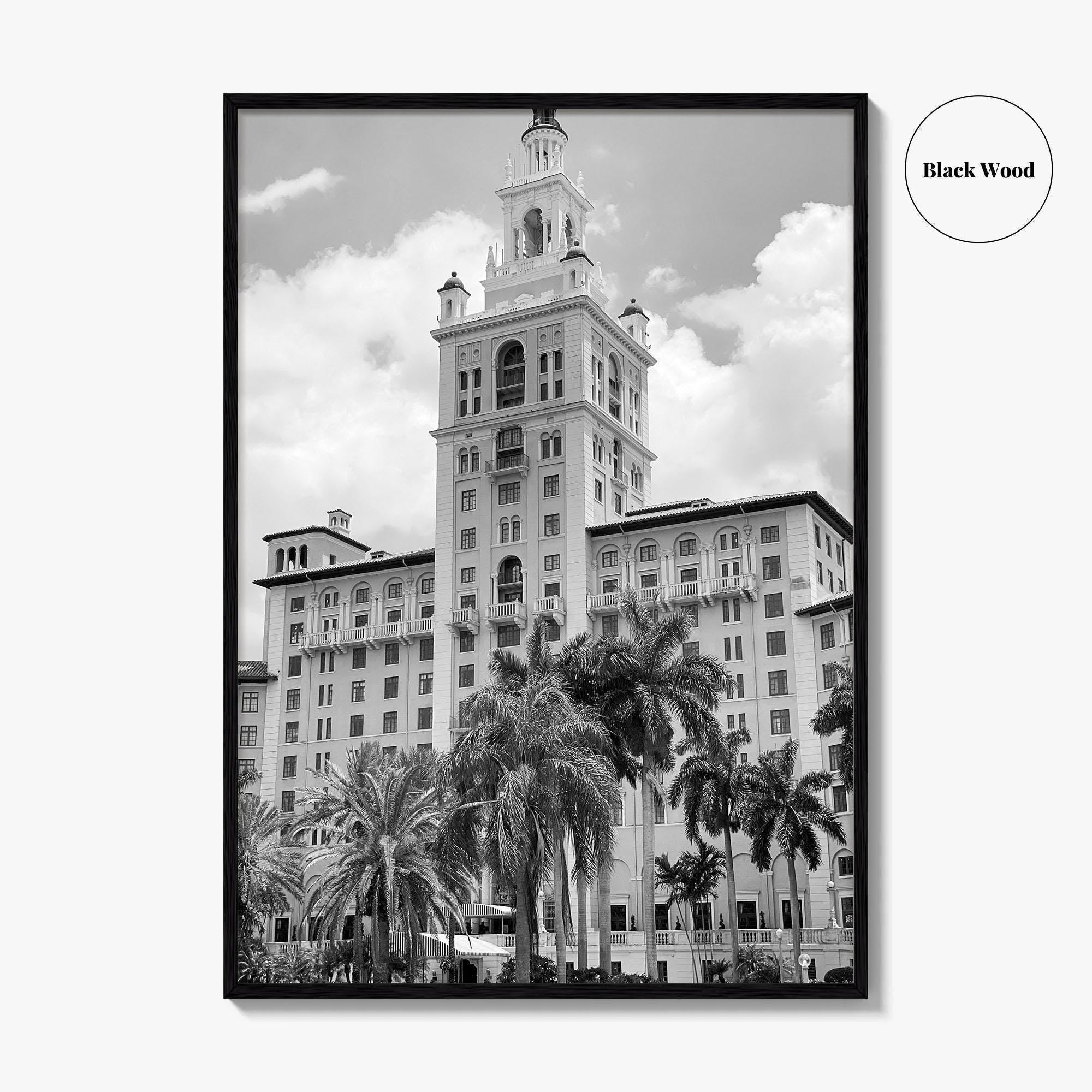 Coral Gables Black and White Fine Art Photo Print, Biltmore Hotel Miami Poster