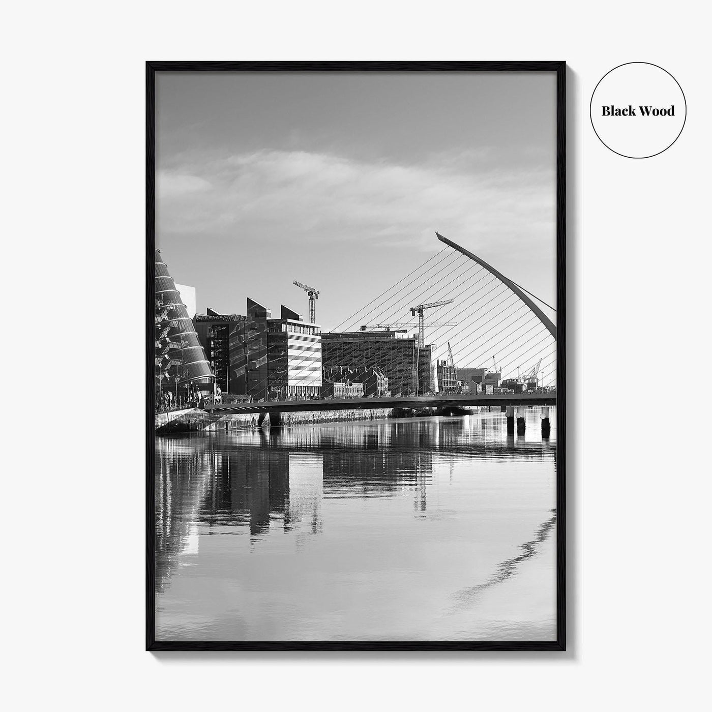 Dublin Black and White Fine Art Photo Print, River Liffey, Samuel Beckett Bridge, Ireland