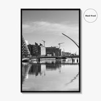 Dublin Black and White Fine Art Photo Print, River Liffey, Samuel Beckett Bridge, Ireland