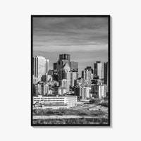 Edmonton Skyline Black and White Fine Art Photo Print, Alberta Canada Wall Decor Poster