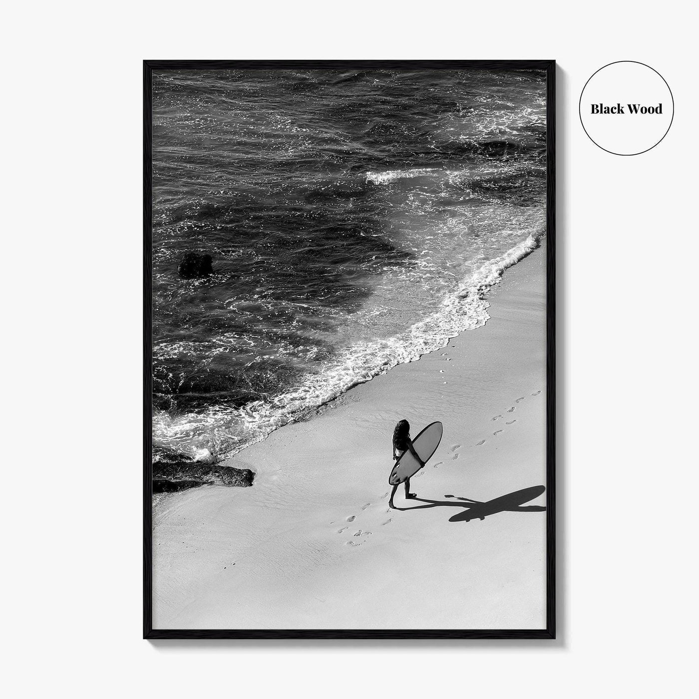 Bali Black and White Fine Art Photo Print, Indonesia Surf Beach Wall Decor Poster