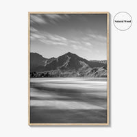 Hanalei Black and White Fine Art Photo Print, Kauai Hawaii Beach Wall Decor Poster