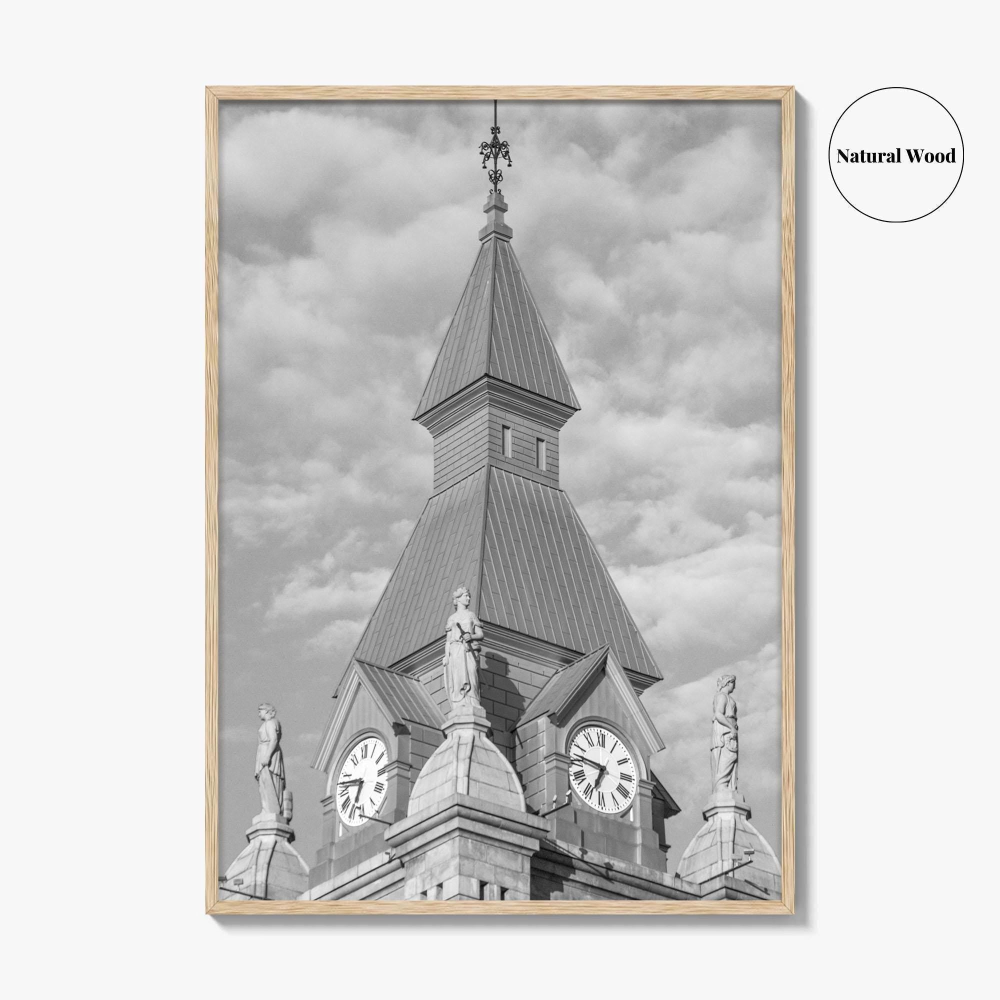Buffalo Black and White Fine Art Photo Print, Clock Tower, New York, USA Poster
