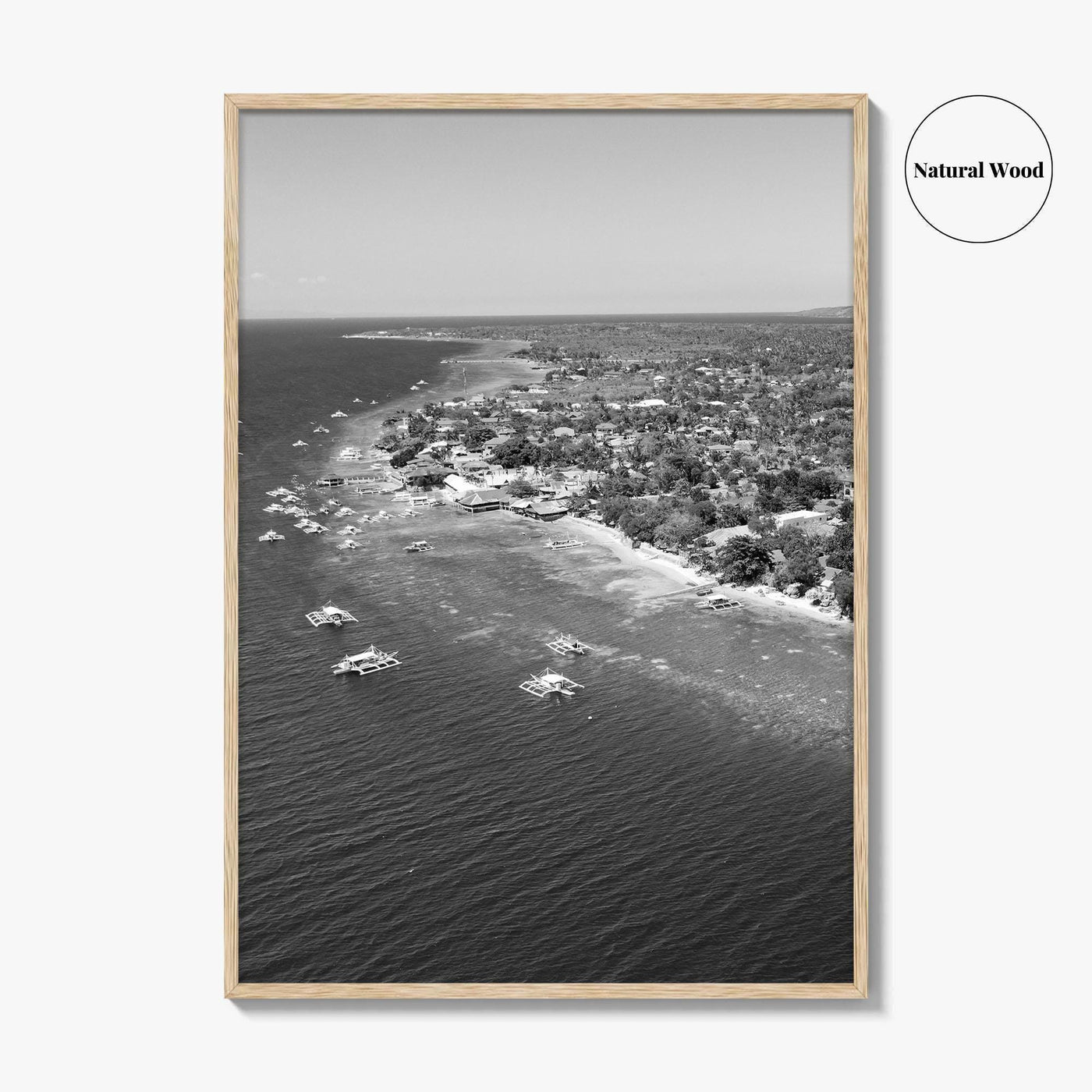 Cebu Island Black and White Fine Art Photo Print, Moalboal Boats Reef Philippines Poster