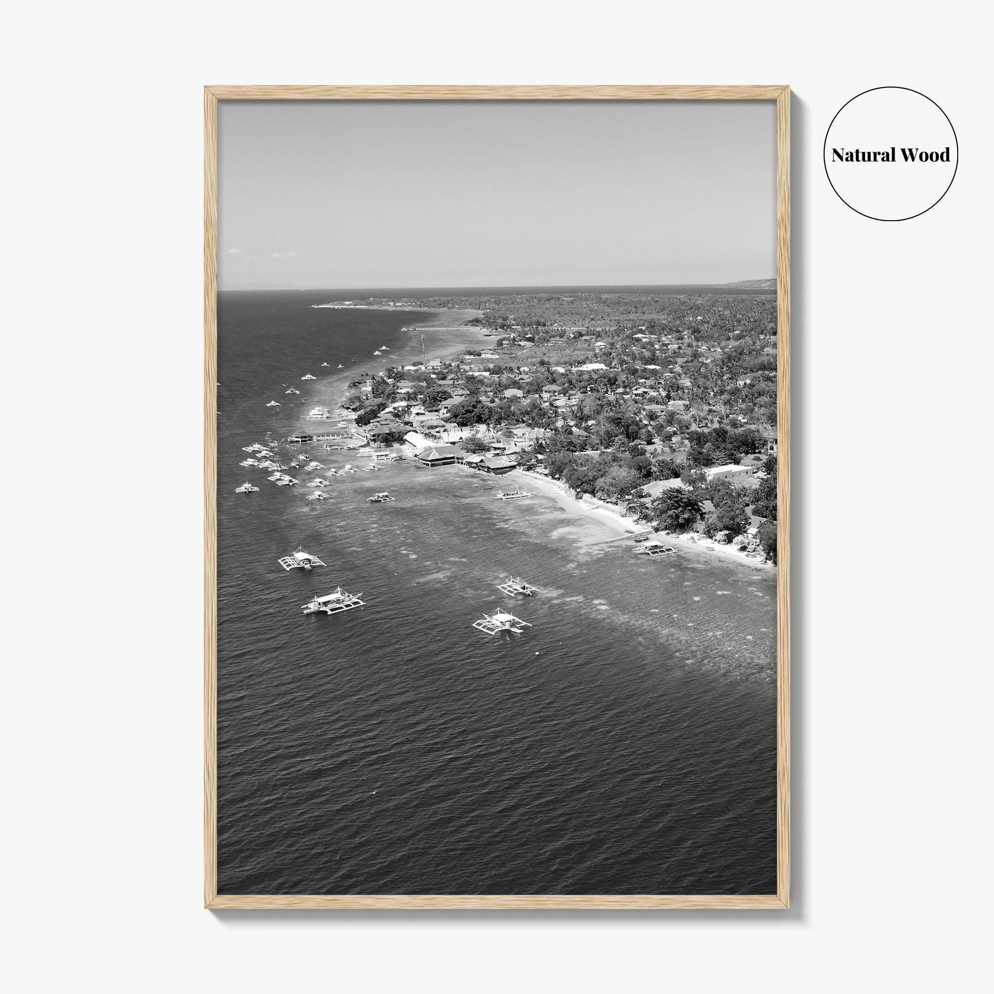 Cebu Island Black and White Fine Art Photo Print, Moalboal Boats Reef Philippines Poster