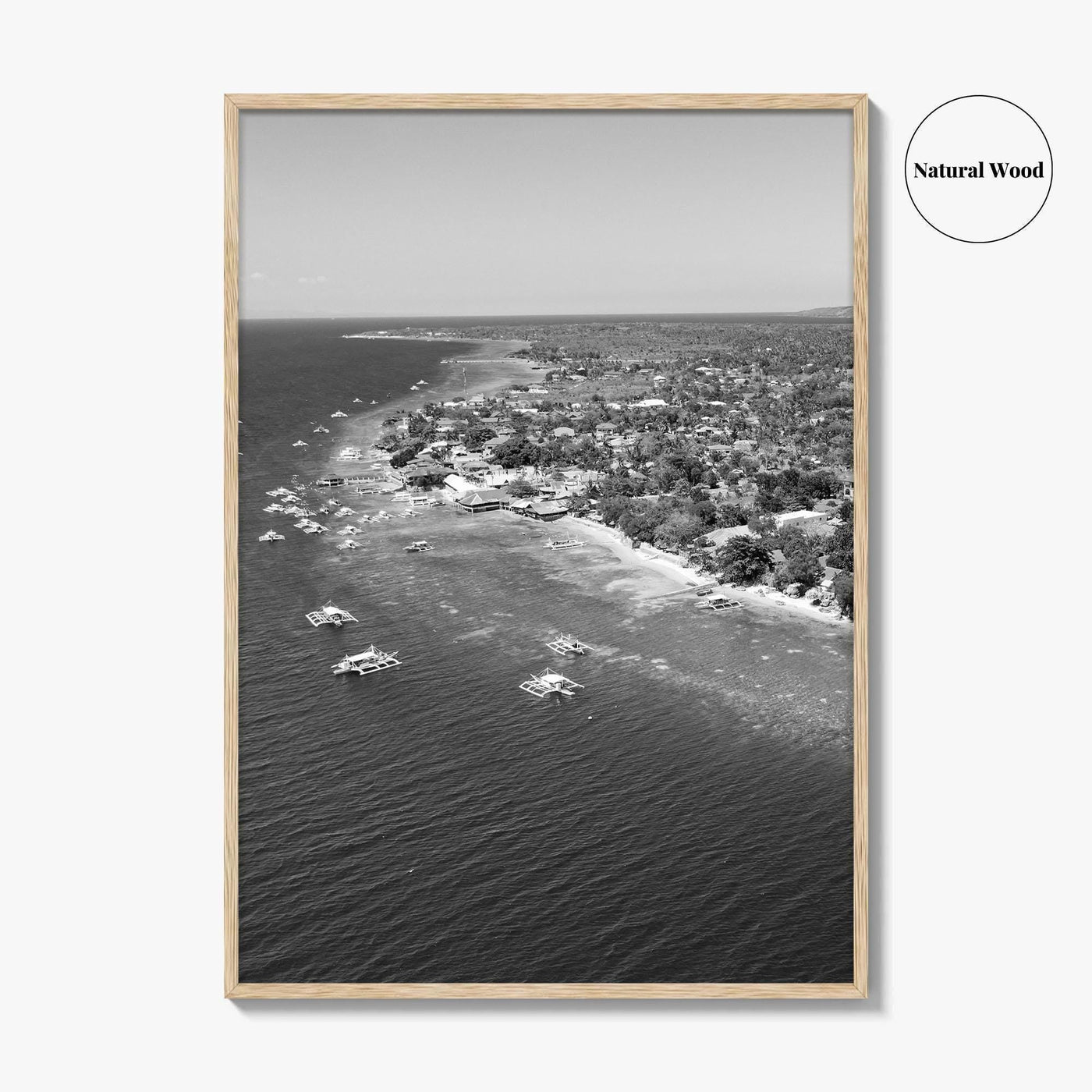 Cebu Island Black and White Fine Art Photo Print, Moalboal Boats Reef Philippines Poster