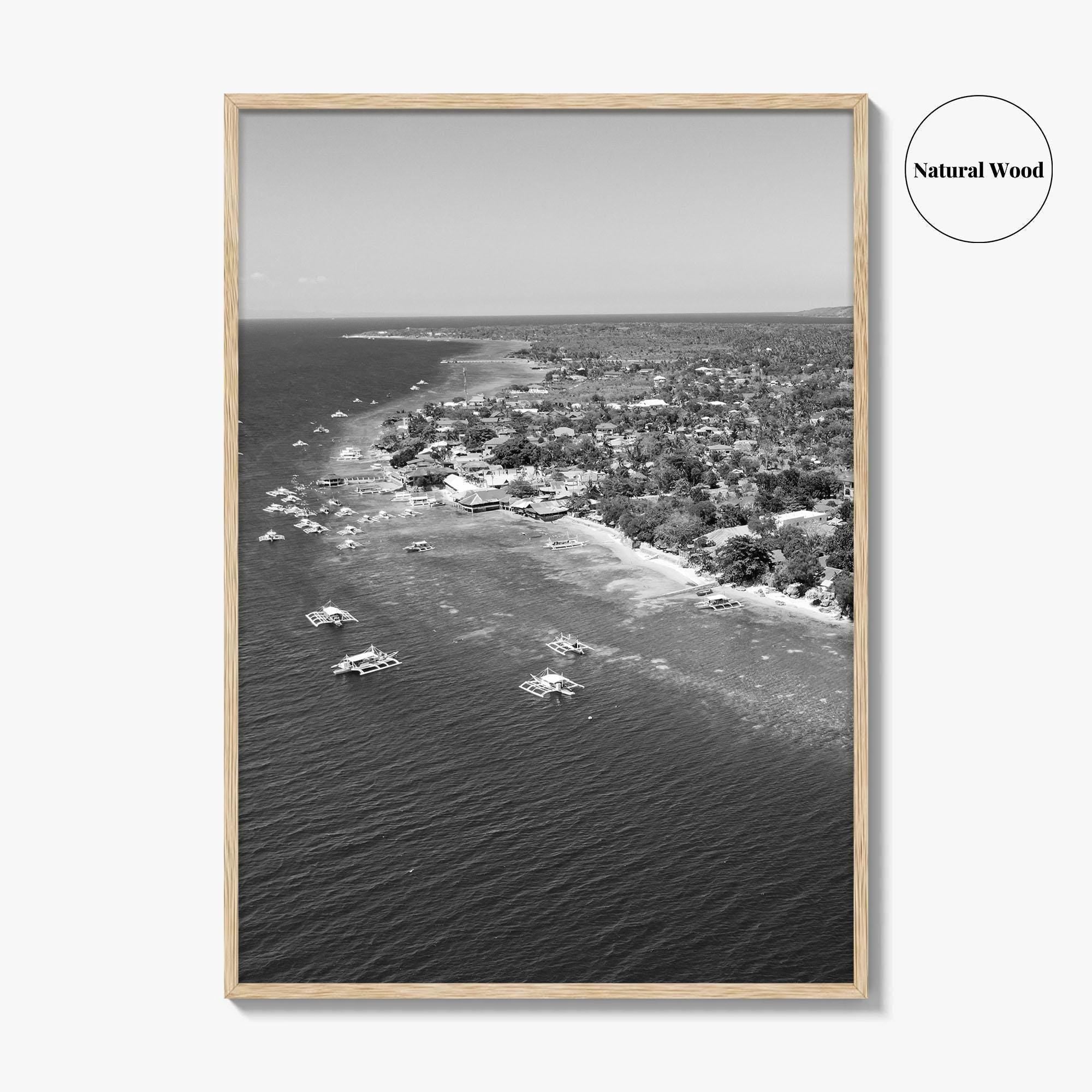 Cebu Island Black and White Fine Art Photo Print, Moalboal Boats Reef Philippines Poster