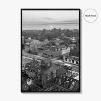 Leesburg Black and White Fine Art Photo Print, Market Station Aerial, Loudoun County Virginia