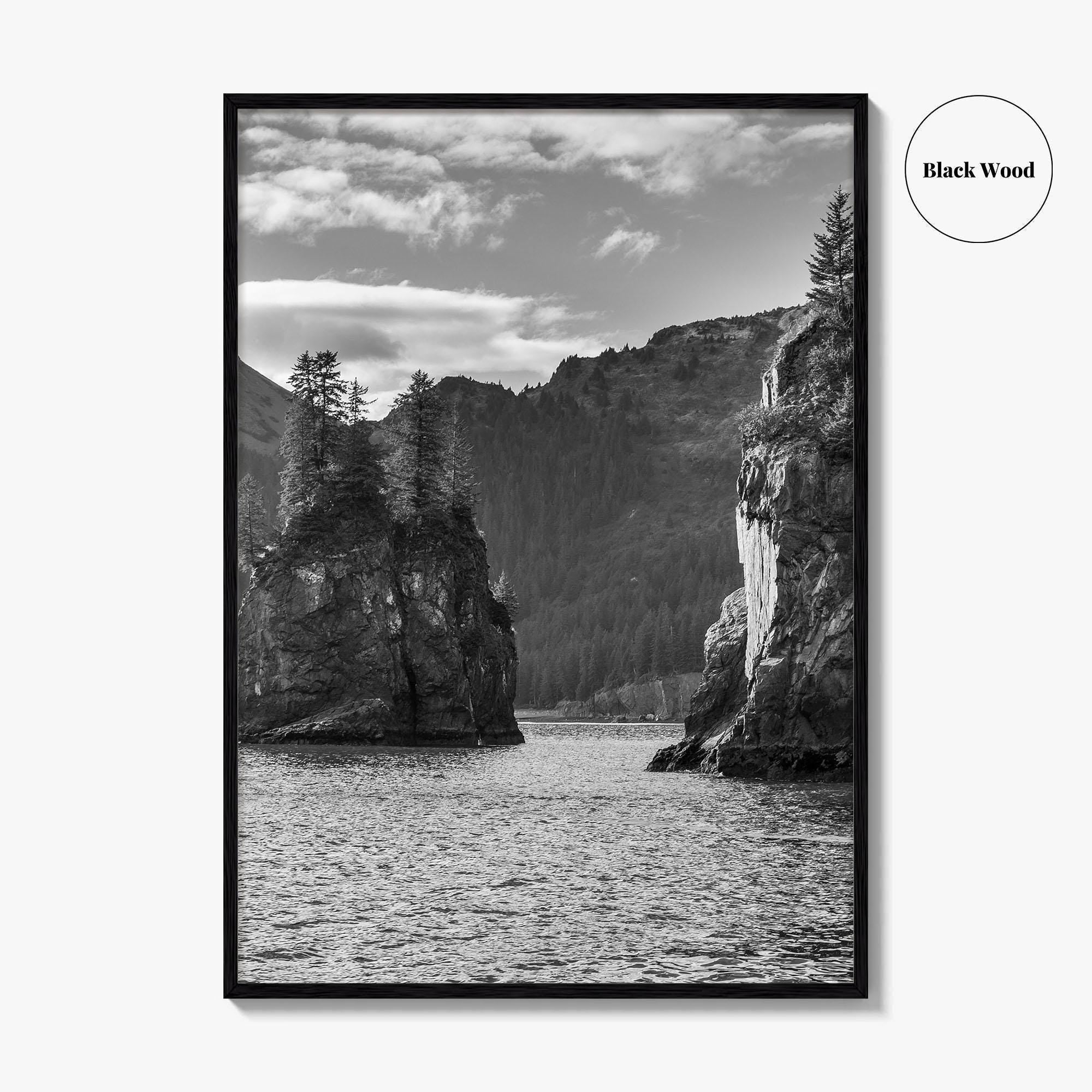 Kenai Fjords National Park Black and White Fine Art Photo Print, Seward Alaska Poster