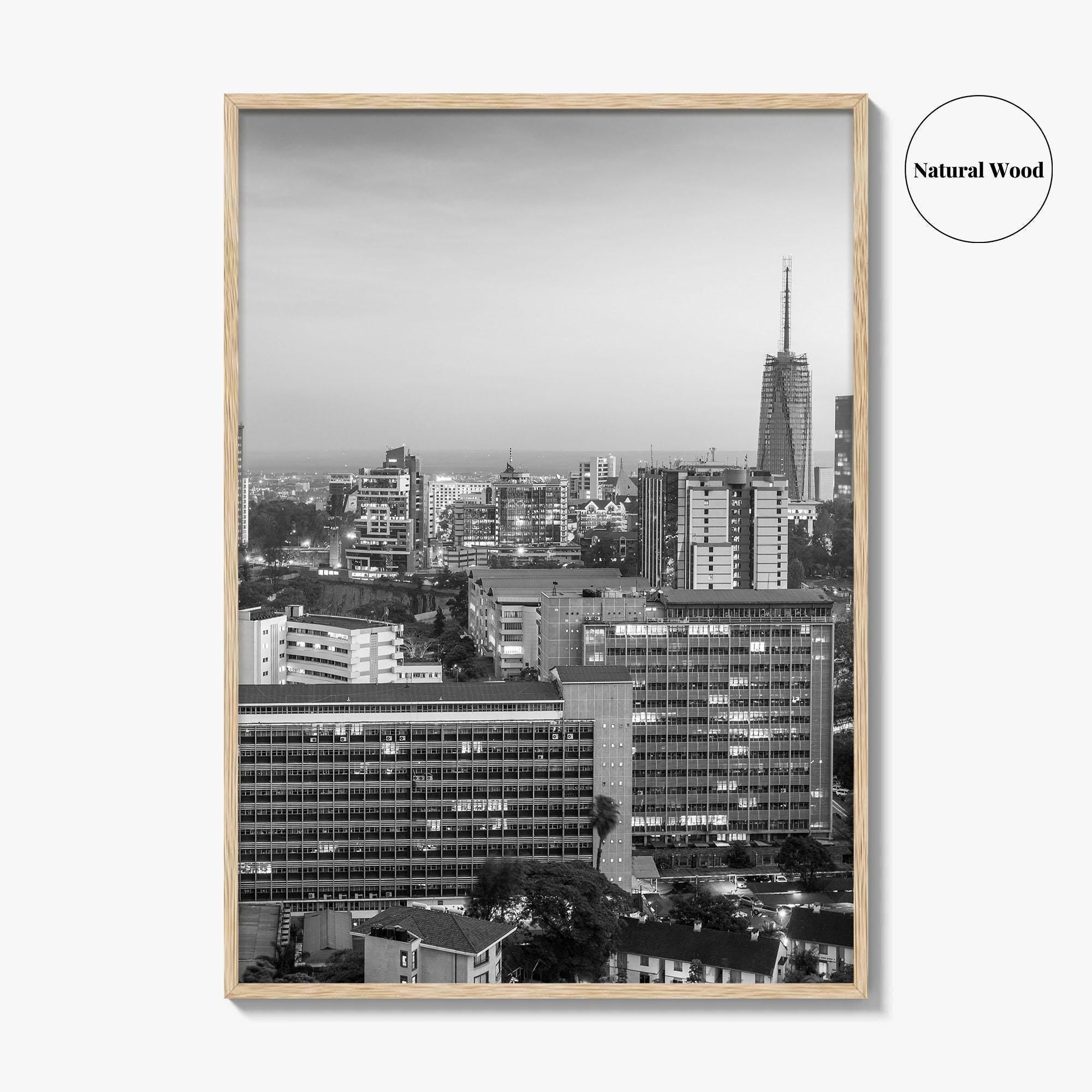 Nairobi Skyline Black and White Fine Art Photo Print, Kenya Poster, East Africa Poster
