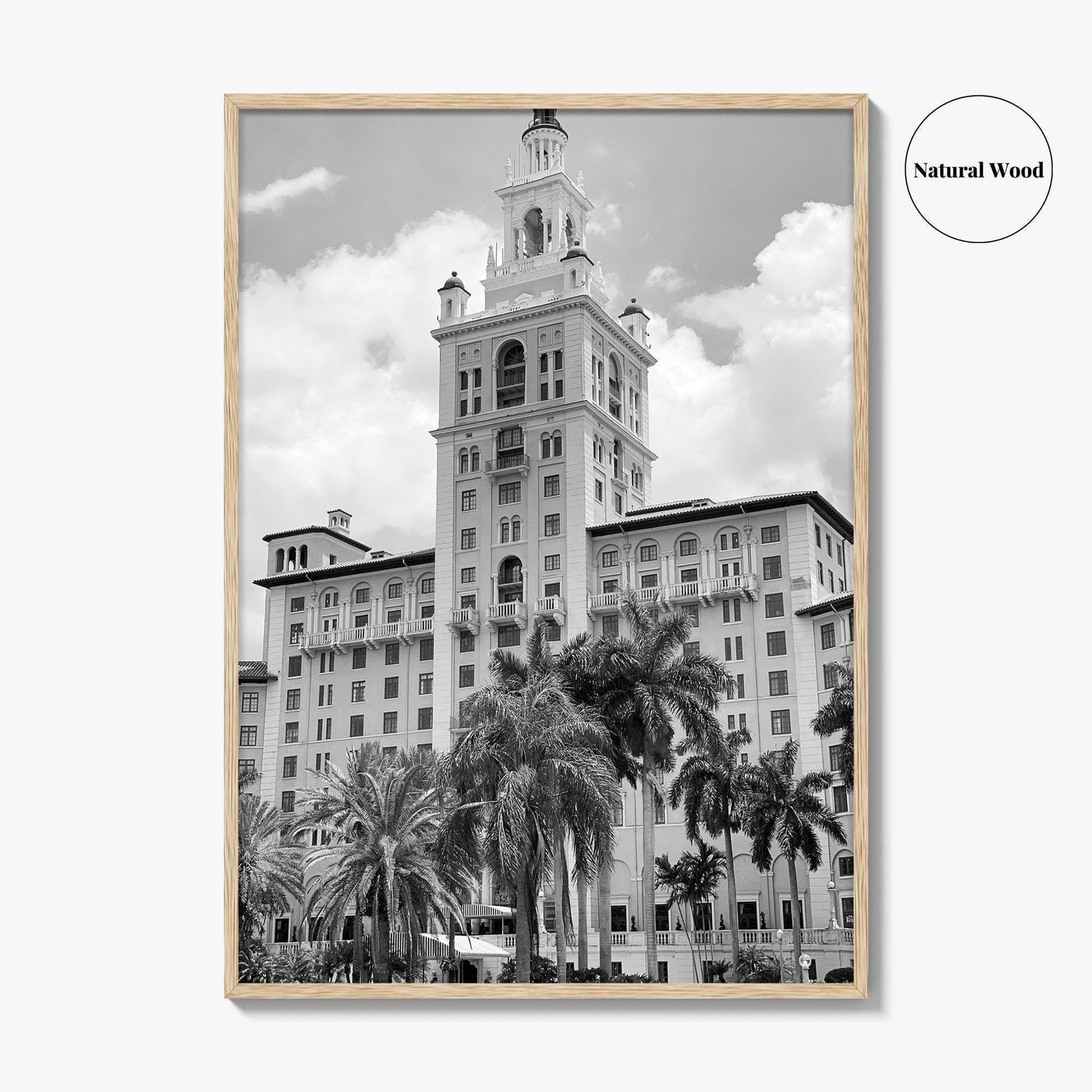 Coral Gables Black and White Fine Art Photo Print, Biltmore Hotel Miami Poster