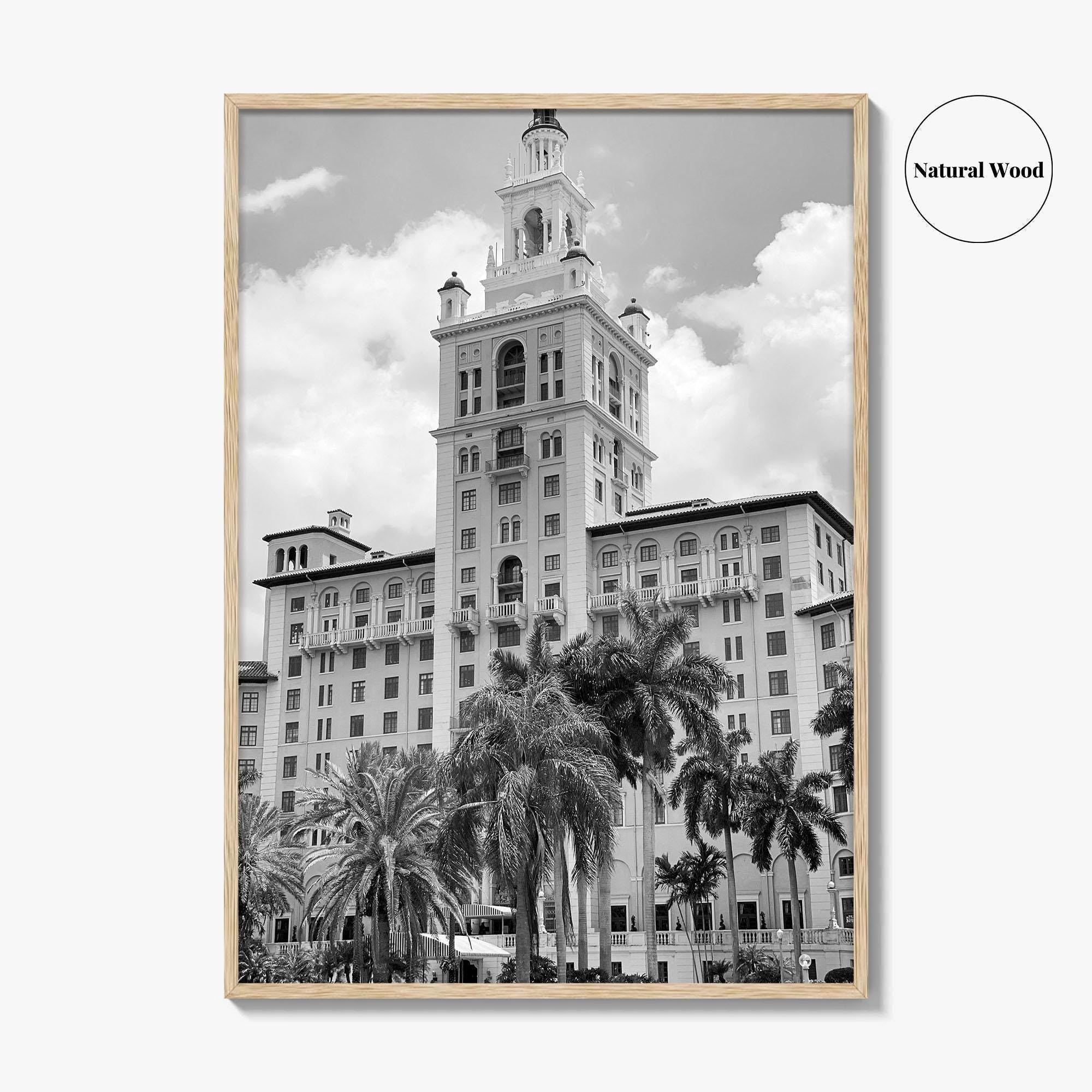 Coral Gables Black and White Fine Art Photo Print, Biltmore Hotel Miami Poster