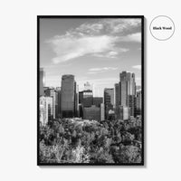 Calgary Skyline Black and White Fine Art Photo Print, City Bow River Alberta Poster