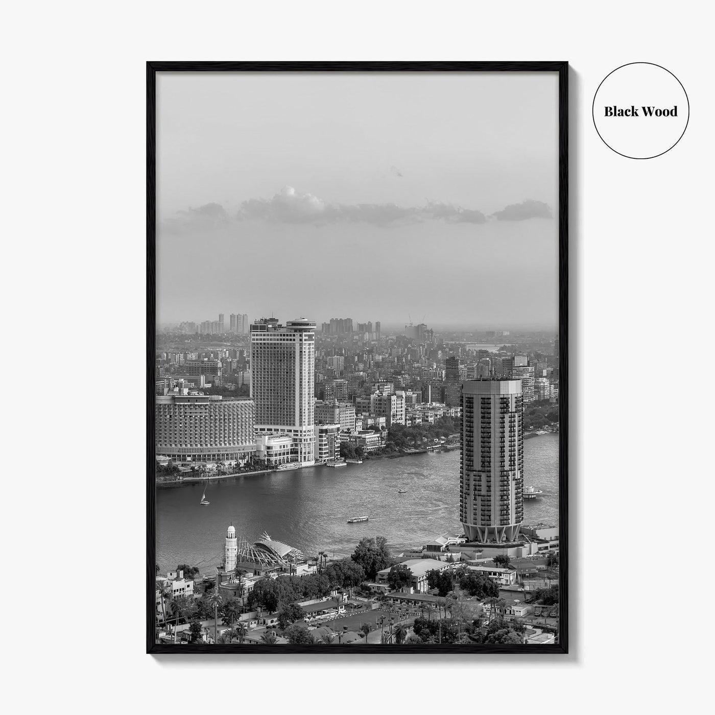 Cairo Black and White Fine Art Photo Print, Nile River, Egypt Wall Art