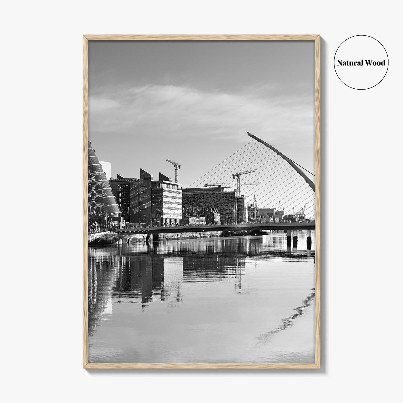 Dublin Black and White Fine Art Photo Print, River Liffey, Samuel Beckett Bridge, Ireland