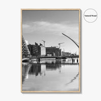 Dublin Black and White Fine Art Photo Print, River Liffey, Samuel Beckett Bridge, Ireland