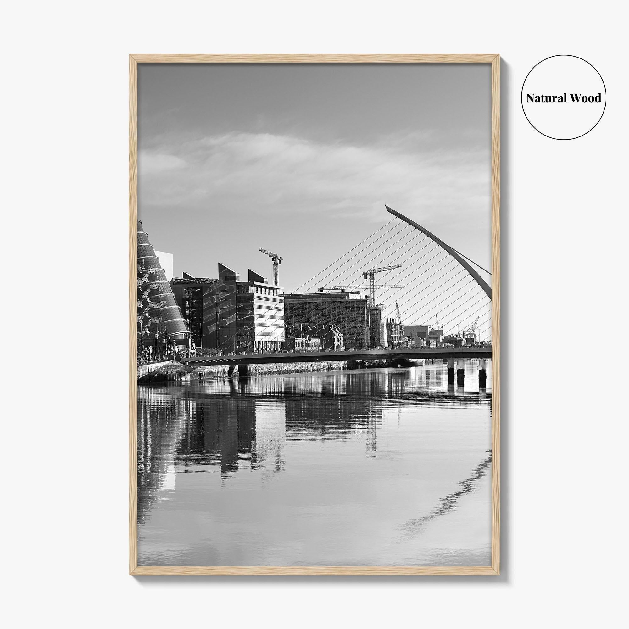 Dublin Black and White Fine Art Photo Print, River Liffey, Samuel Beckett Bridge, Ireland