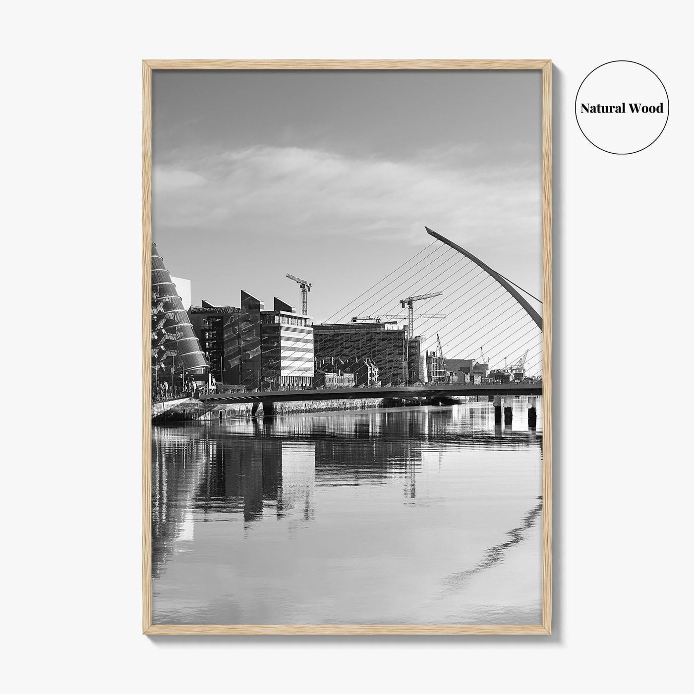 Dublin Black and White Fine Art Photo Print, River Liffey, Samuel Beckett Bridge, Ireland