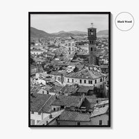 Lucca Black and White Fine Art Photo Print, Tuscany Italy Guinigi Tower View Poster