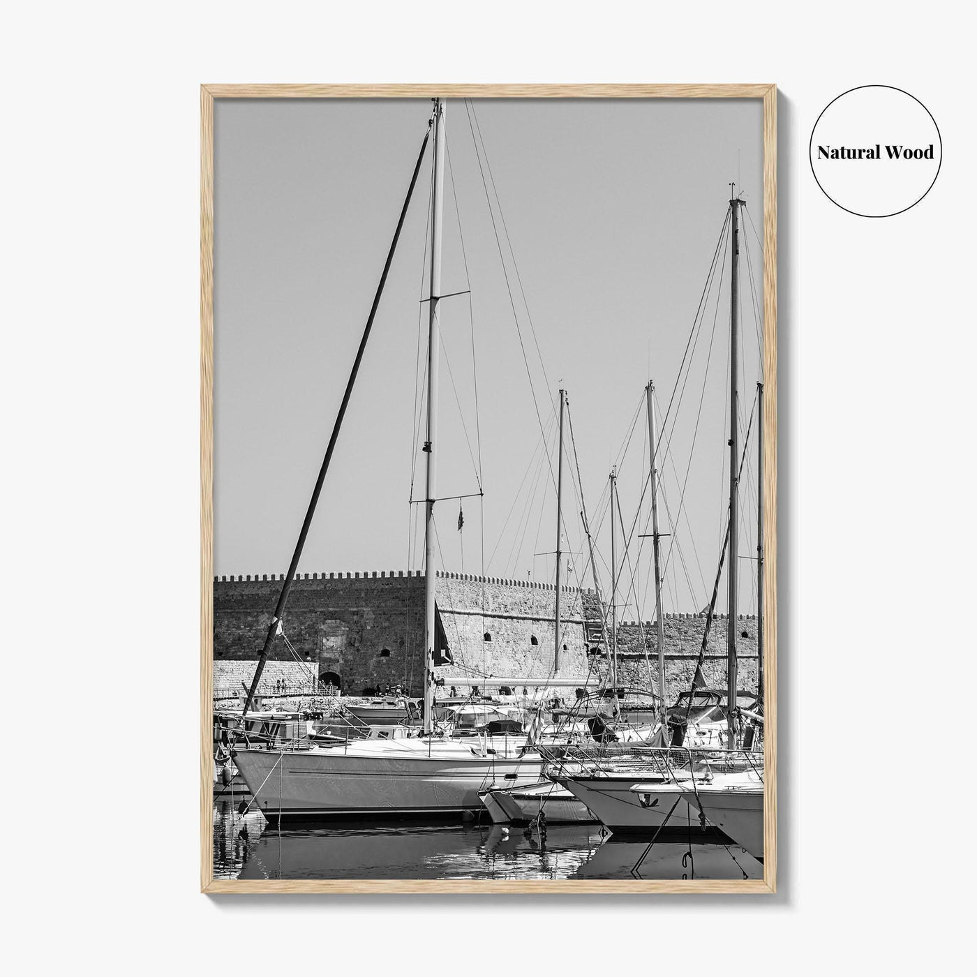 Heraklion Black and White Fine Art Photo Print, Crete Harbor Venetian Fortress Poster