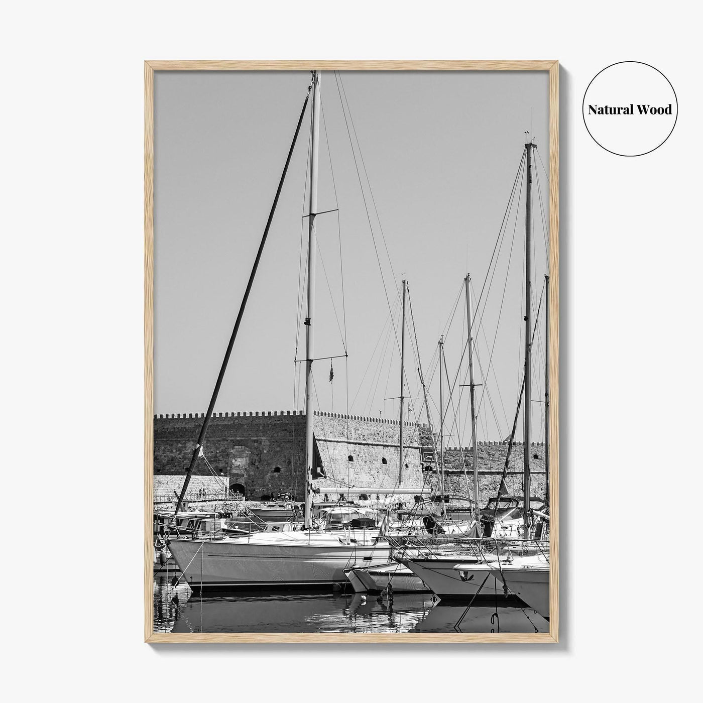 Heraklion Black and White Fine Art Photo Print, Crete Harbor Venetian Fortress Poster