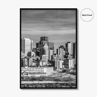 Edmonton Skyline Black and White Fine Art Photo Print, Alberta Canada Wall Decor Poster
