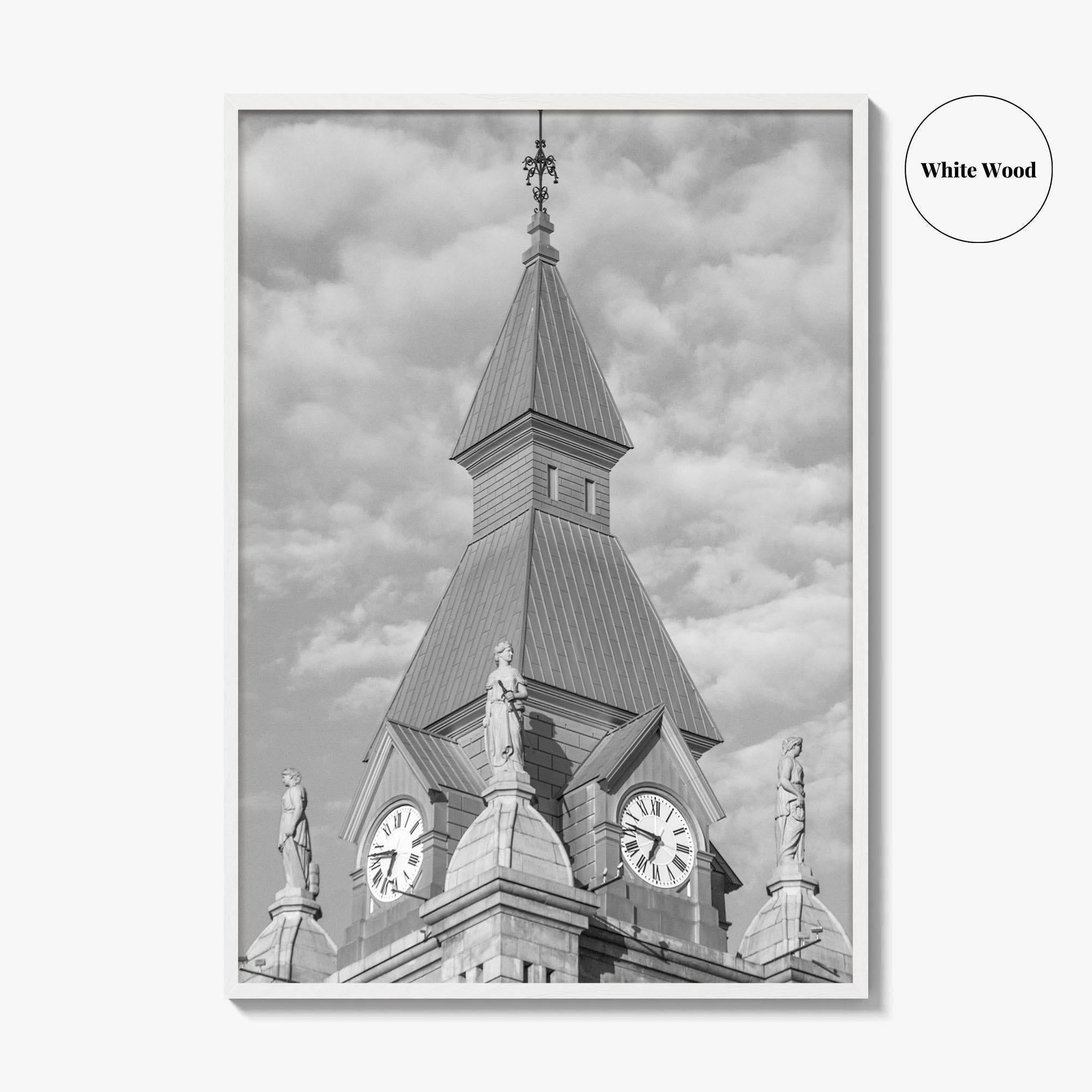 Buffalo Black and White Fine Art Photo Print, Clock Tower, New York, USA Poster