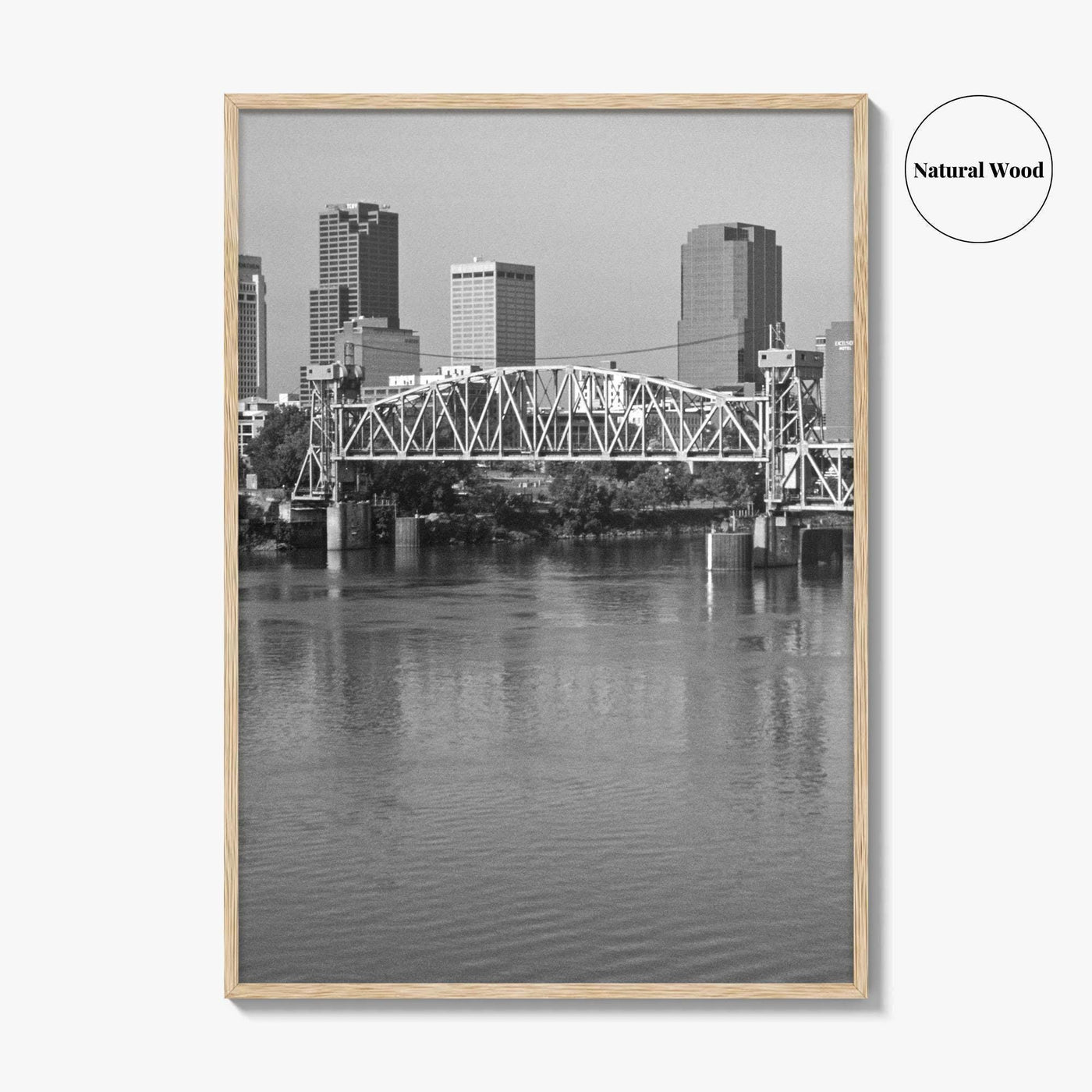 Little Rock Black and White Fine Art Photo Print, Arkansas River Bridge, AR, USA