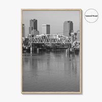 Little Rock Black and White Fine Art Photo Print, Arkansas River Bridge, AR, USA