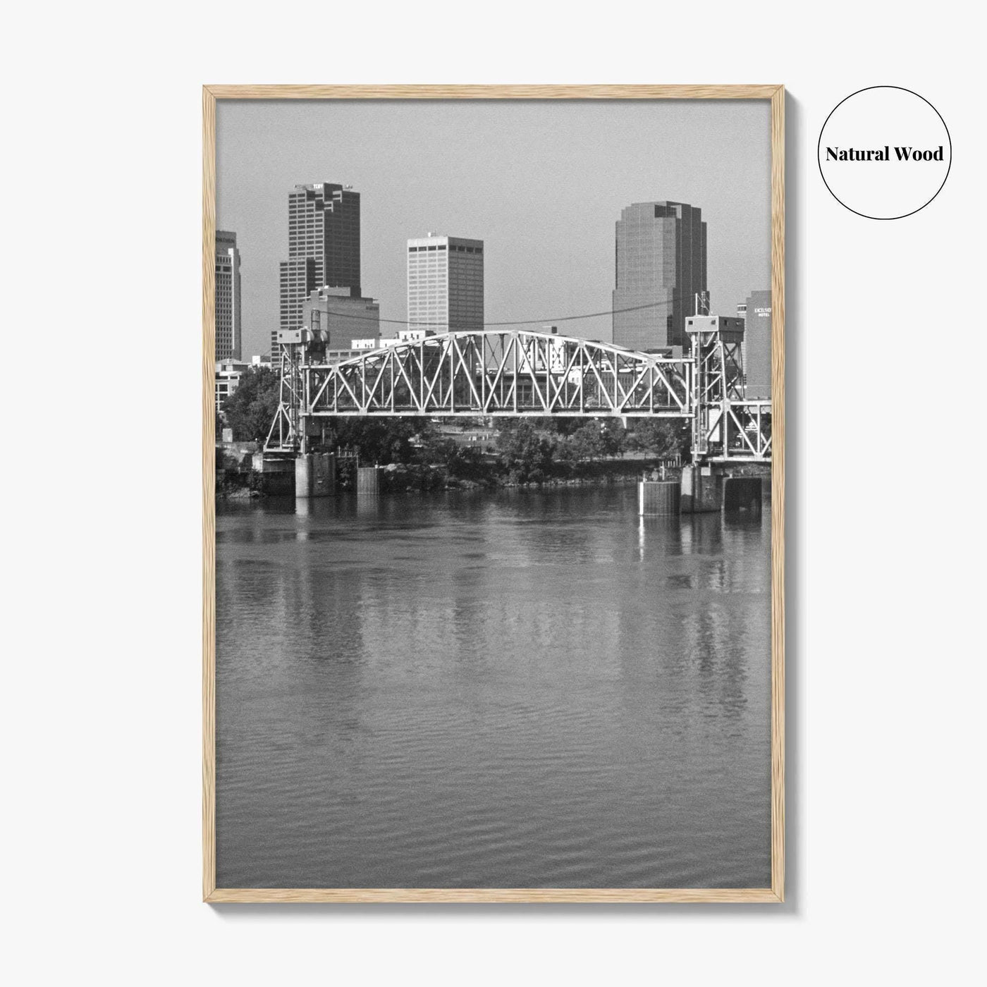 Little Rock Black and White Fine Art Photo Print, Arkansas River Bridge, AR, USA