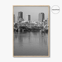 Little Rock Black and White Fine Art Photo Print, Arkansas River Bridge, AR, USA