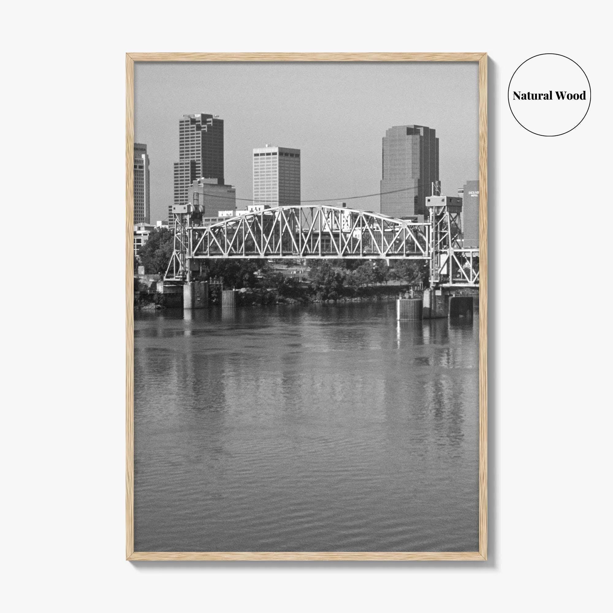 Little Rock Black and White Fine Art Photo Print, Arkansas River Bridge, AR, USA