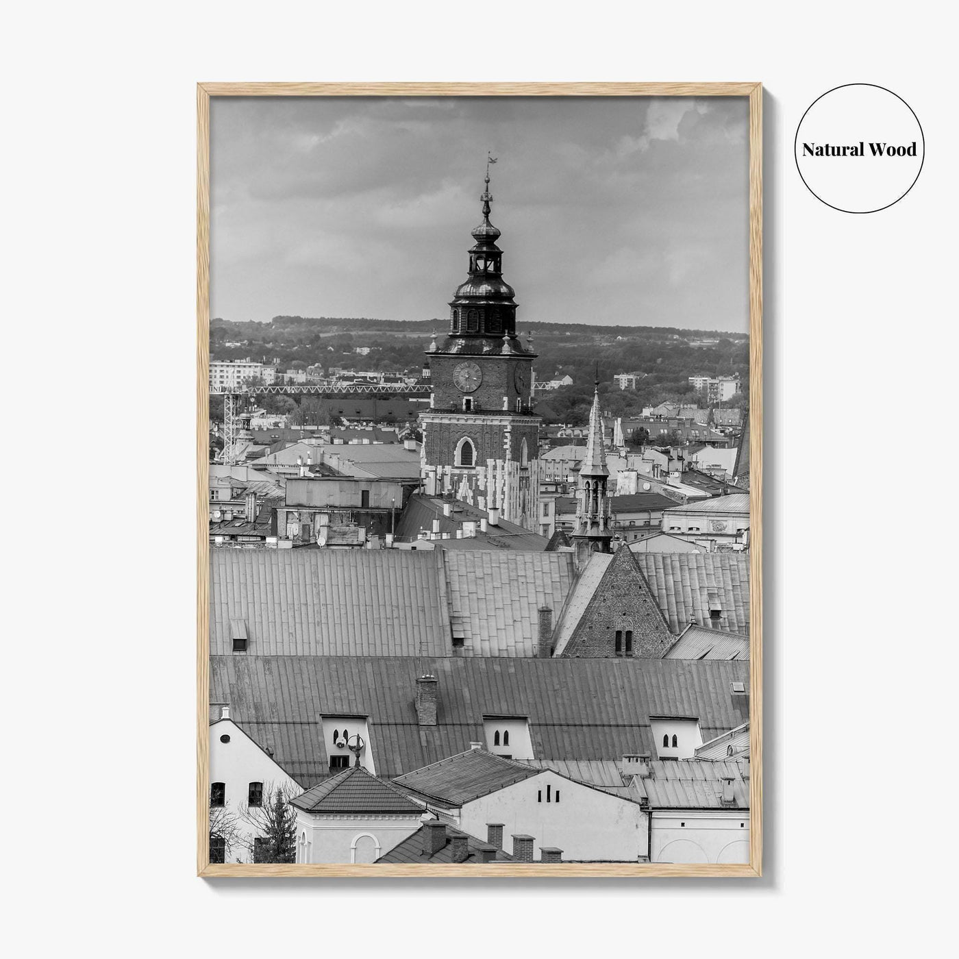 Krakow Black and White Fine Art Photo Print, Poland City View, Wall Decor, Poster