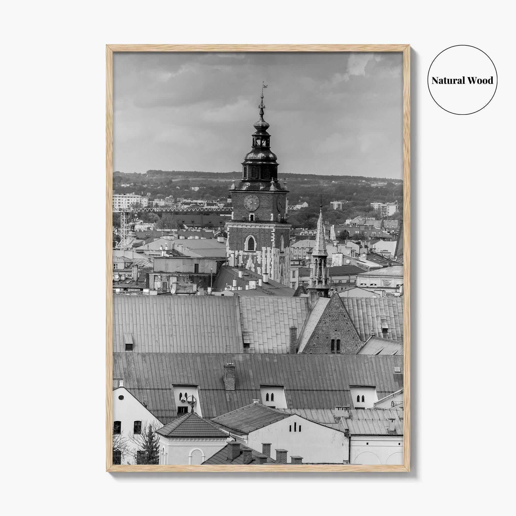 Krakow Black and White Fine Art Photo Print, Poland City View, Wall Decor, Poster