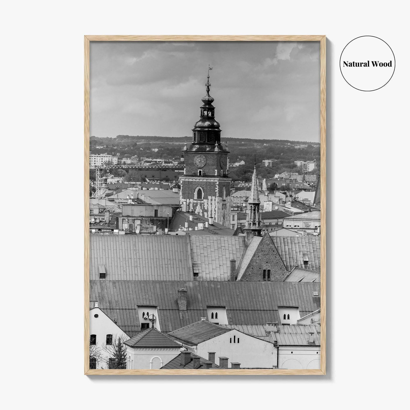 Krakow Black and White Fine Art Photo Print, Poland City View, Wall Decor, Poster