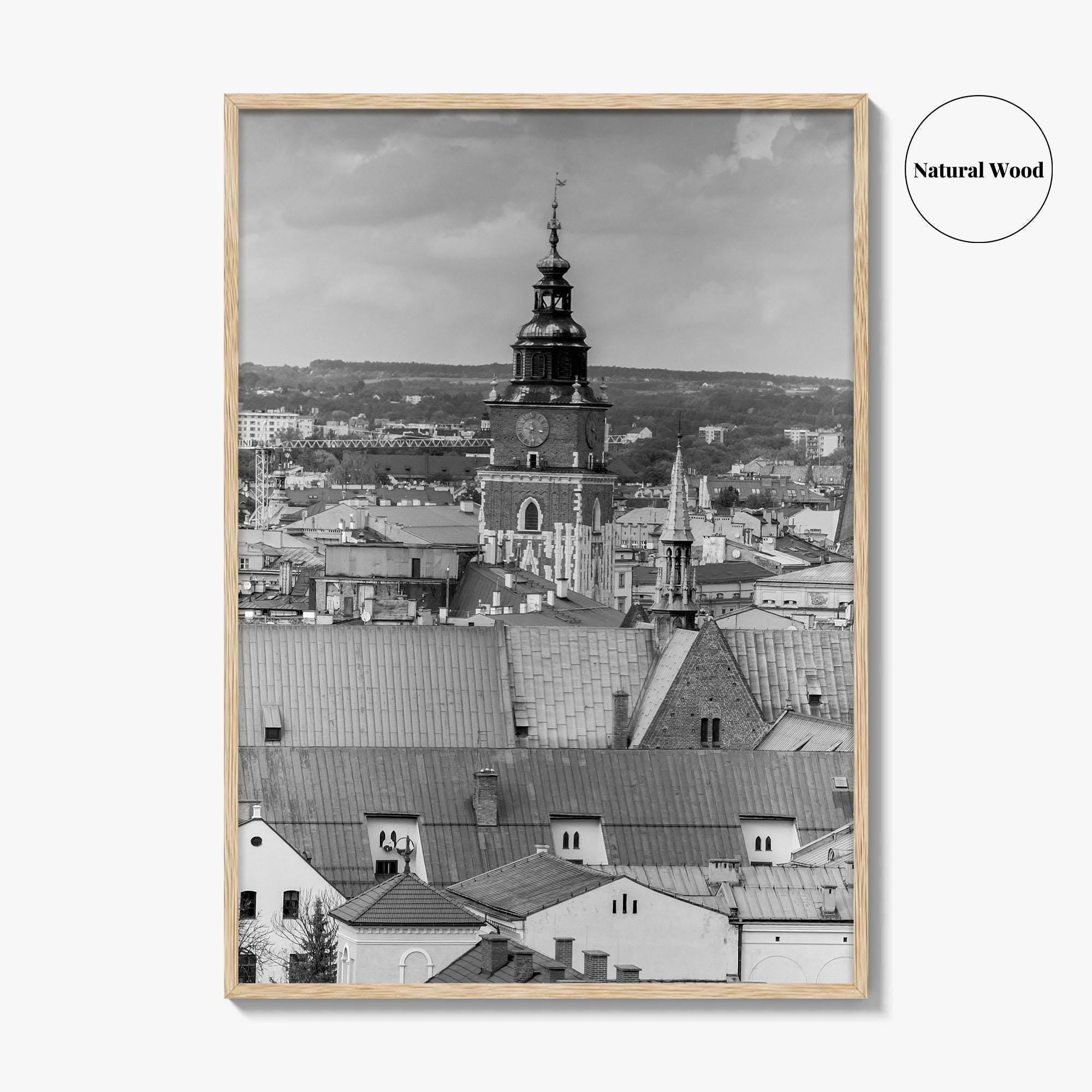 Krakow Black and White Fine Art Photo Print, Poland City View, Wall Decor, Poster