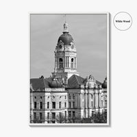 Evansville Indiana Black and White Fine Art Photo Print, Old Courthouse Poster, USA Poster