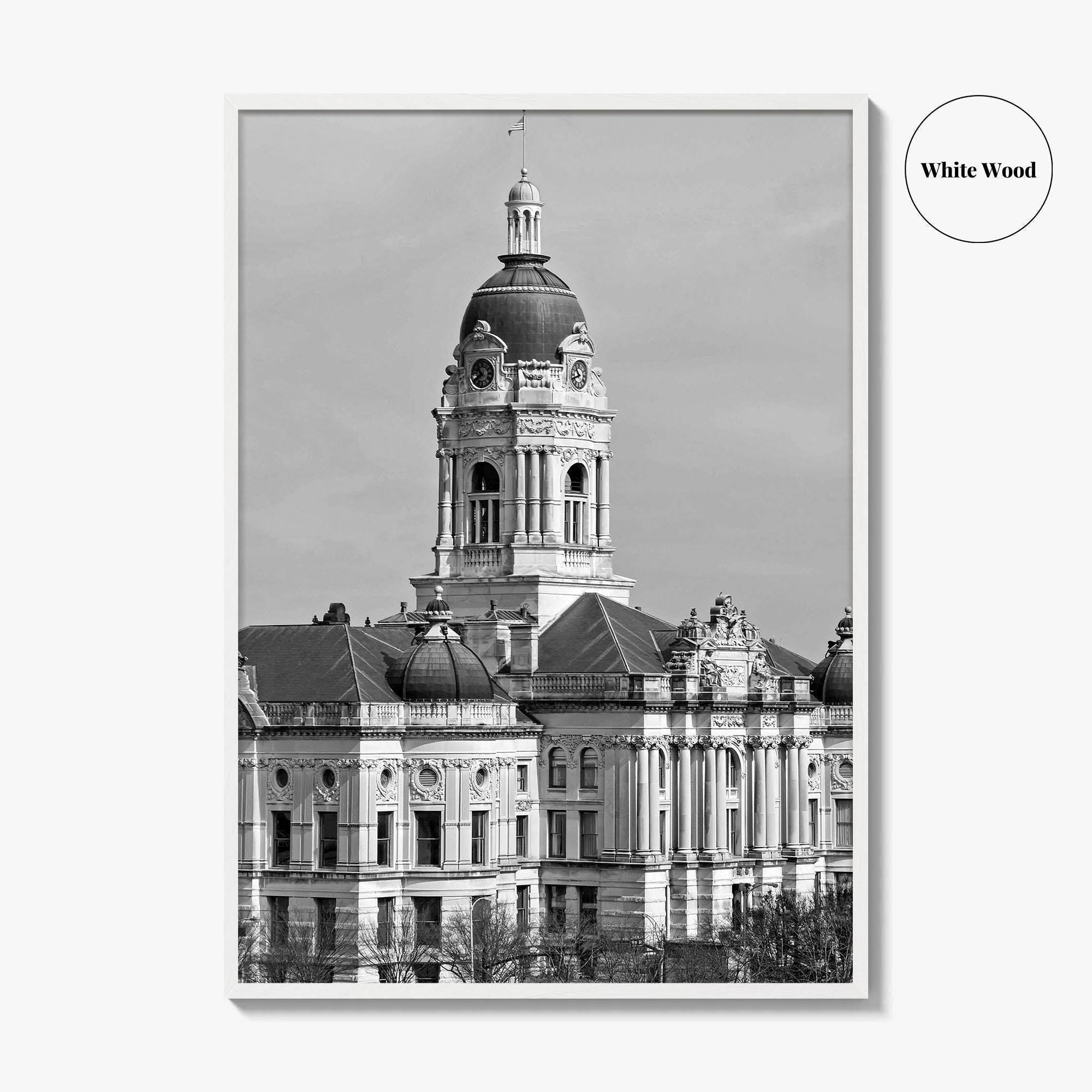 Evansville Indiana Black and White Fine Art Photo Print, Old Courthouse Poster, USA Poster