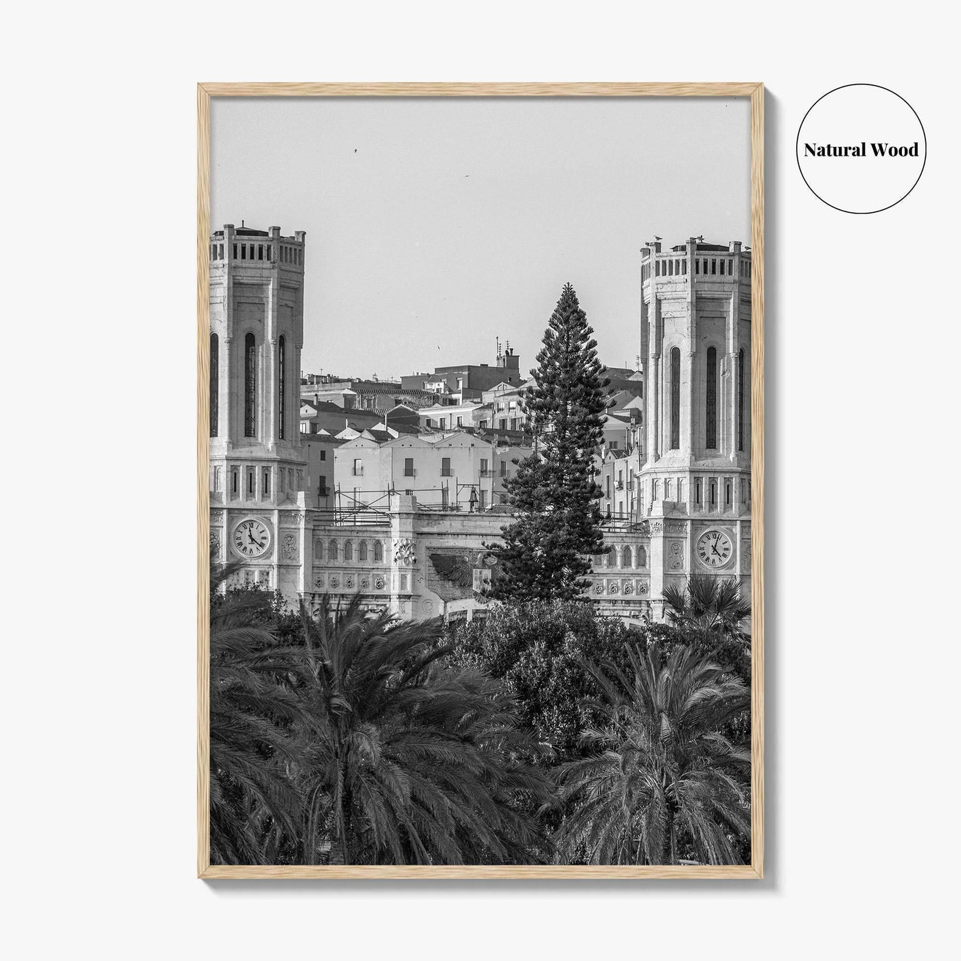 Cagliari Skyline Black and White Fine Art Photo Print, Sardinia Civic Palace Italy Poster