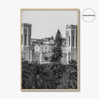 Cagliari Skyline Black and White Fine Art Photo Print, Sardinia Civic Palace Italy Poster