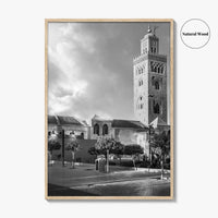 Marrakesh Black and White Fine Art Photo Print, Koutoubia Mosque Minaret, Marrakech Morocco Poster