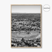 Mesa Black and White Fine Art Photo Print, Arizona USA, Aerial Golf Course, Phoenix