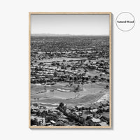 Mesa Black and White Fine Art Photo Print, Arizona USA, Aerial Golf Course, Phoenix